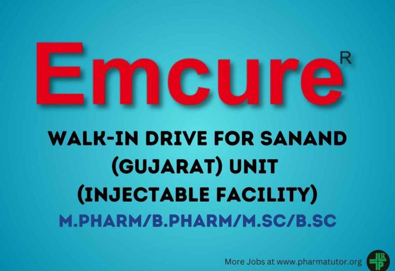 Walk in drive for Injectable Facility of Emcure - QA, QC, Production
