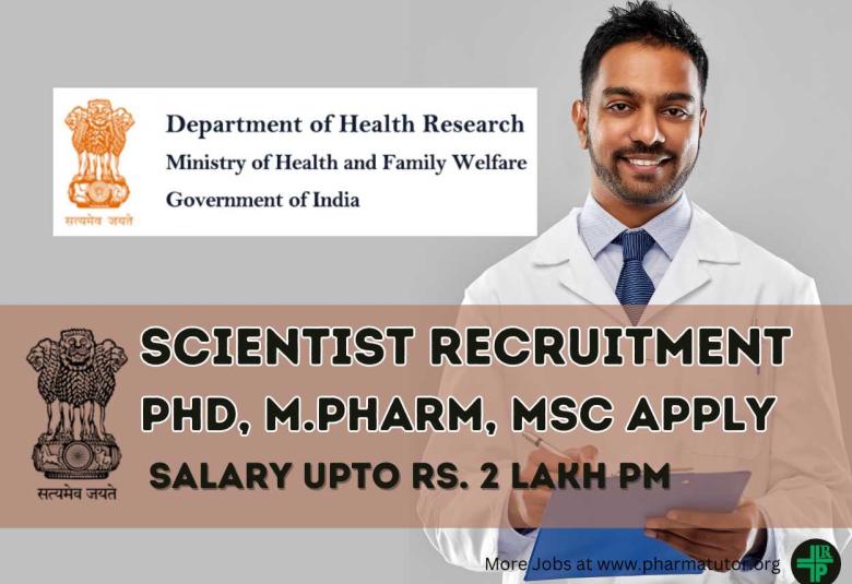 Career for M.Pharm, MSc or PhD as Scientist in Department of Health Research