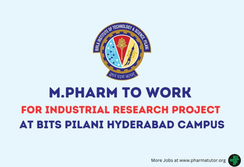 Call for Research Fellow for Industrial Research Project at BITS Pilani Hyderabad Campus