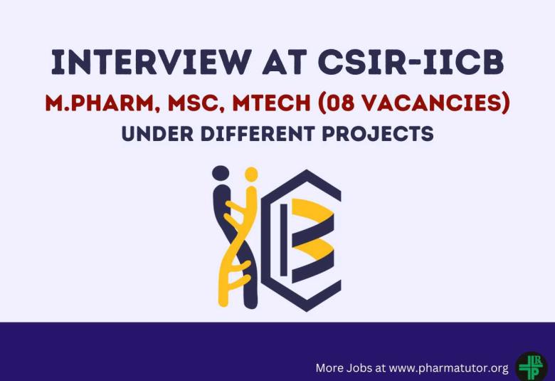 Interview for M.Pharm, MSc, MTech under different Projects at CSIR-IICB