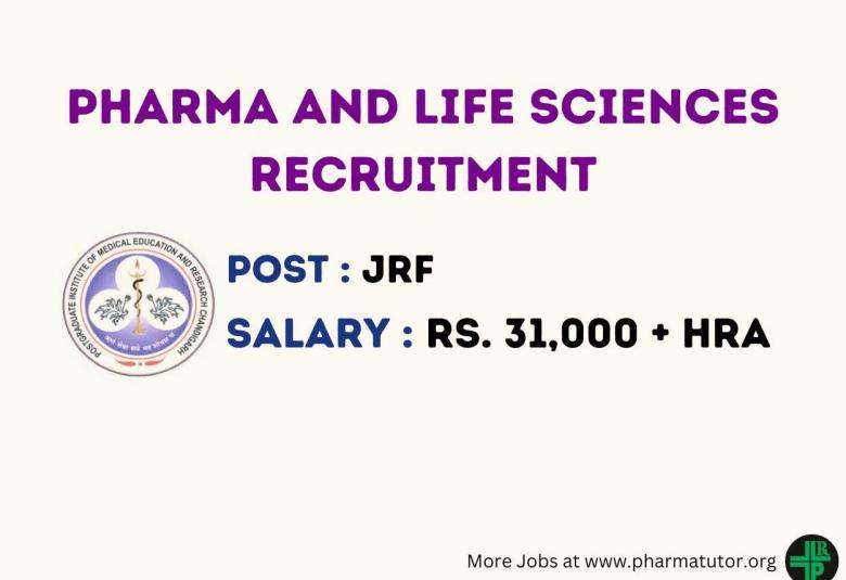 Pharma and Life Sciences candidates Job under DST funded project at PGIMER