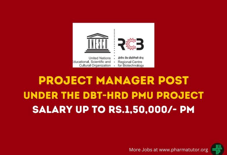 RCB invites applications for post of Project Manager under the DBT-HRD PMU project