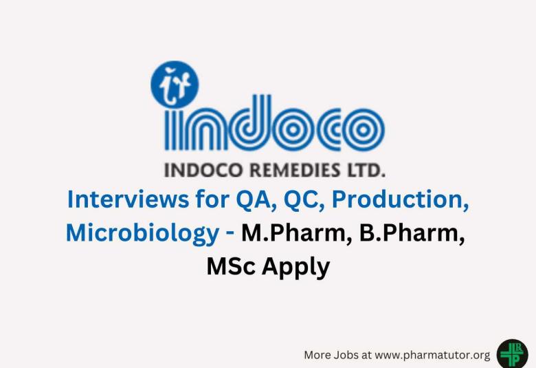 Walk In Drive for M.Pharm, B.Pharm, MSc in QA, QC, Production, Microbiology at Indoco Remedies
