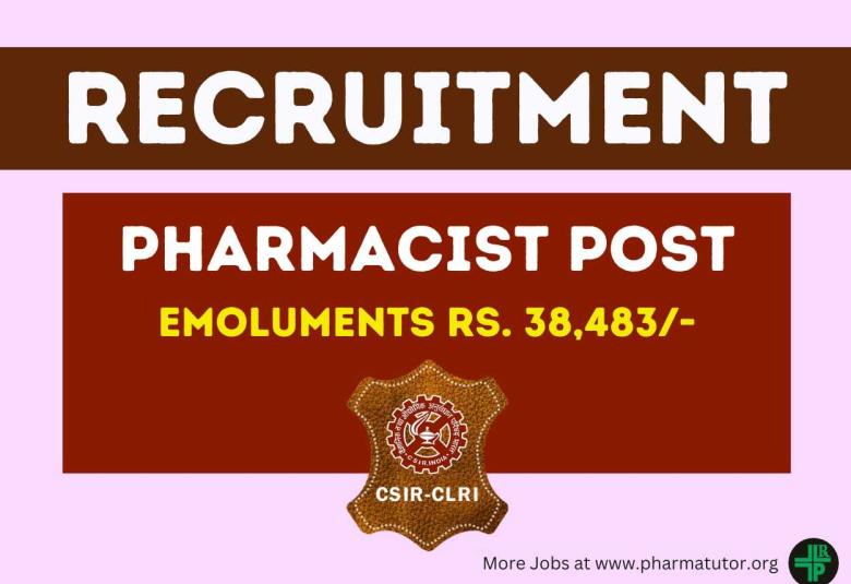 Apply Online for Pharmacist post at Central Leather Research Institute