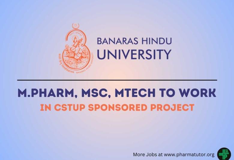 Job for M.Pharm, MSc, MTech in CSTUP Sponsored Project at Banaras Hindu University