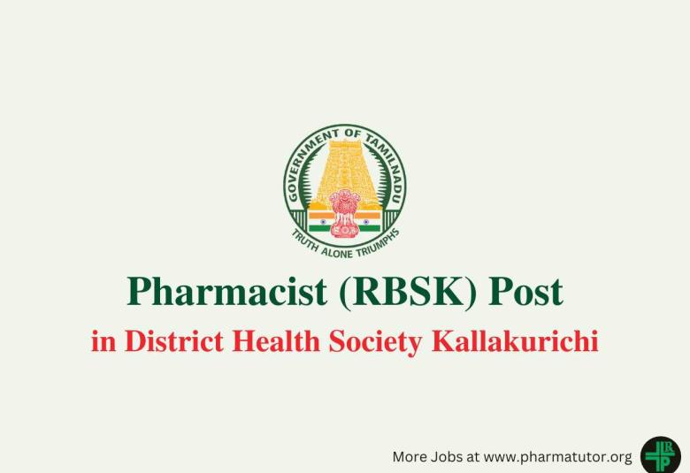Job for Pharmacist in District Health Society Kallakurichi