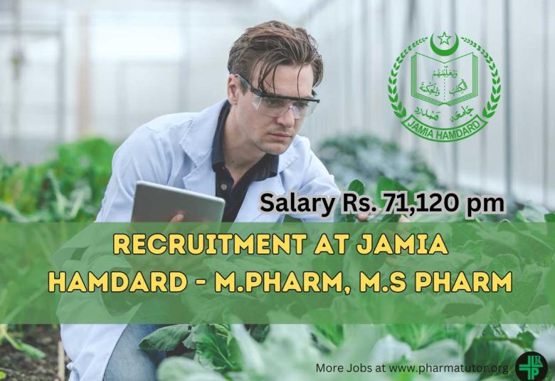 Opportunity for M.Pharm, M.S Pharm as Research Scientist at Jamia Hamdard