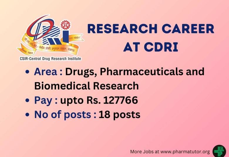 Research Career in Science & Technology at CDRI