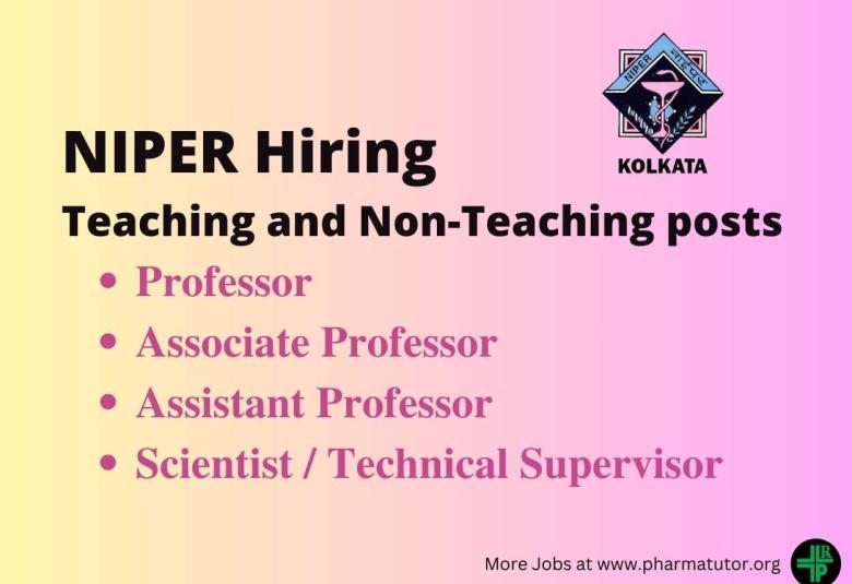 Apply Online for Teaching and Non-Teaching posts at NIPER