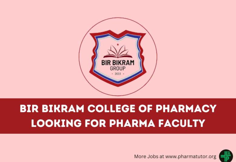 Applications are invited for full time NON-GRANTED Post at Bir Bikram College of Pharmacy