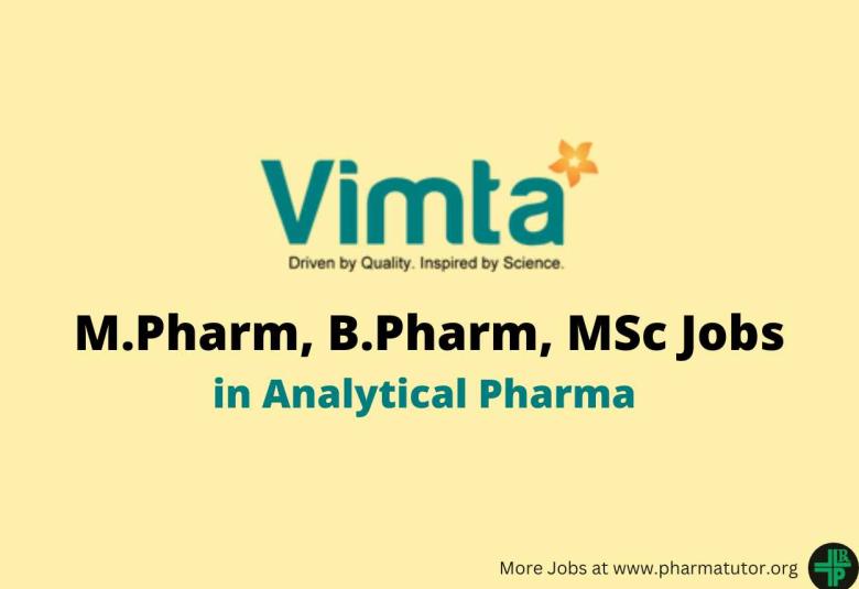 Interview for M.Pharm, B.Pharm, MSc in Analytical Pharma at VIMTA