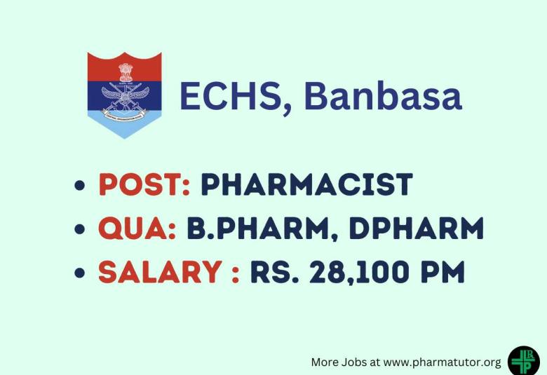 Job as Pharmacist at ECHS cell, Banbasa