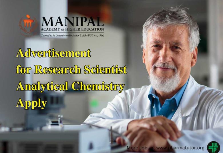 MAHE invites applications for the position Project Research Scientist