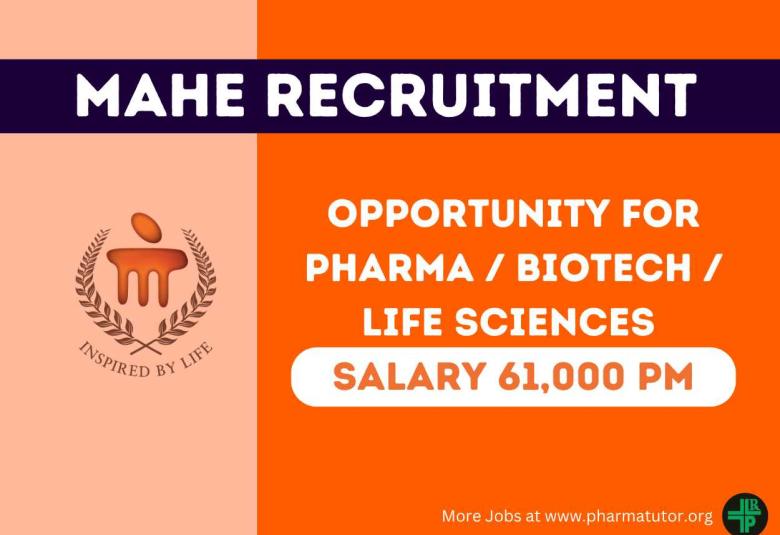 Opportunity for Pharma or Biotech or Life sciences candidates to work on male contraceptives at MAHE