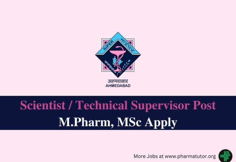 Work as Scientist / Technical Supervisor at NIPER