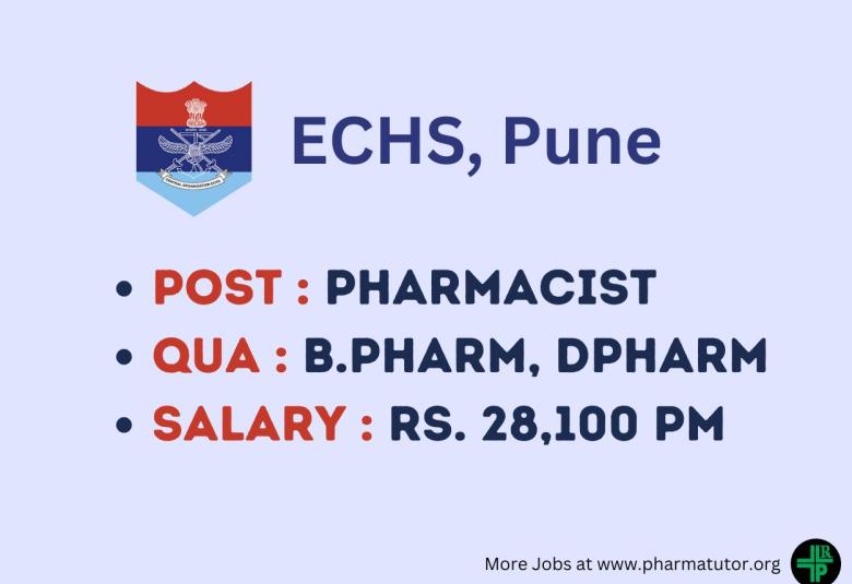 Applications are invited for post of Pharmacist in ECHS Polyclinic Pune