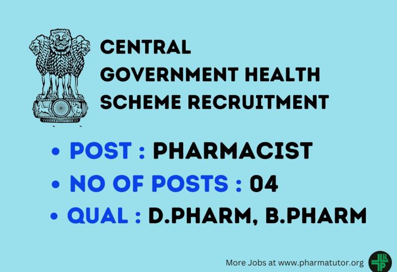 CGHS Kolkata looking for Pharmacists