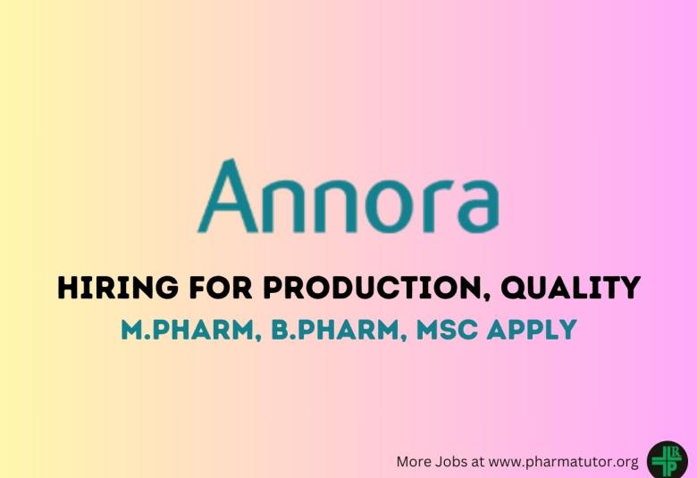 Hiring for Production, Quality Department at ANNORA Pharma