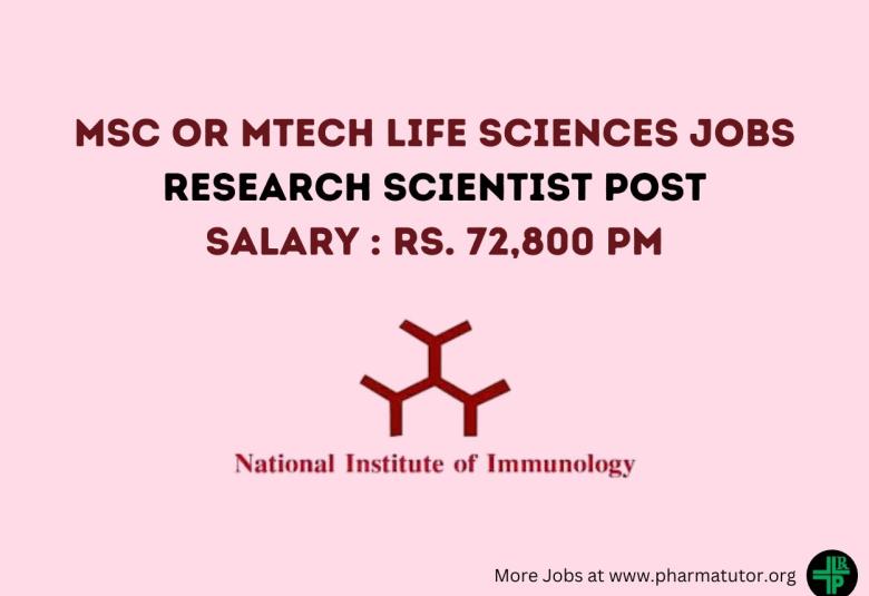 Job for MSc or MTech Life Sciences as Research Scientist at NII