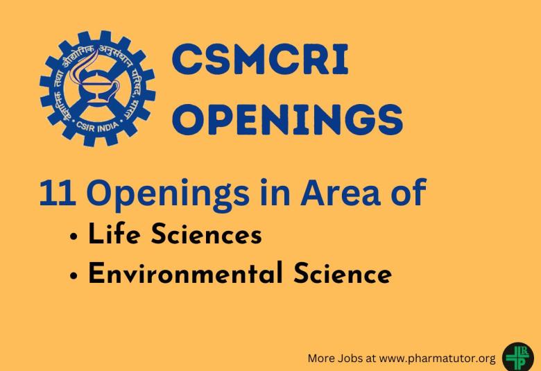 Opening in Area of Environmental science and Life sciences at CSMCRI
