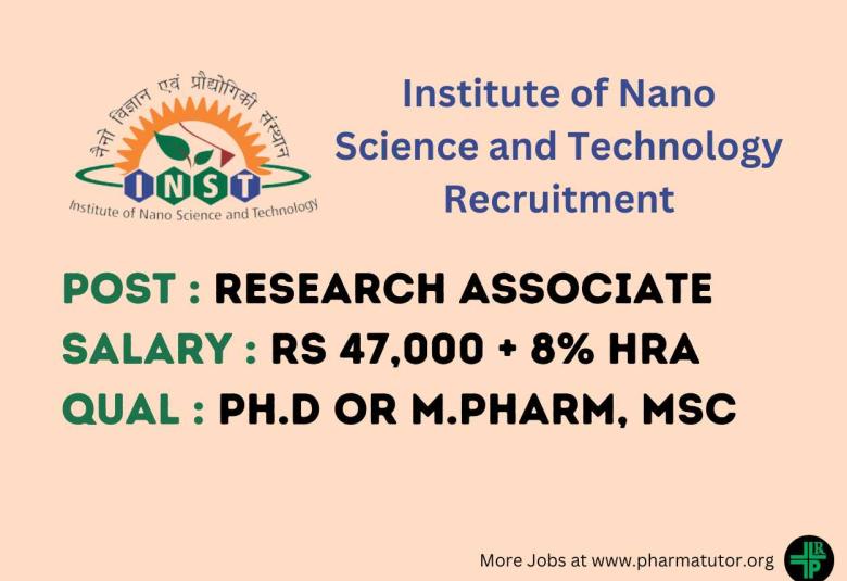 Opportunity for Ph.D or M.Pharm, MSc to work in project funded by AISTIC at INST Mohali