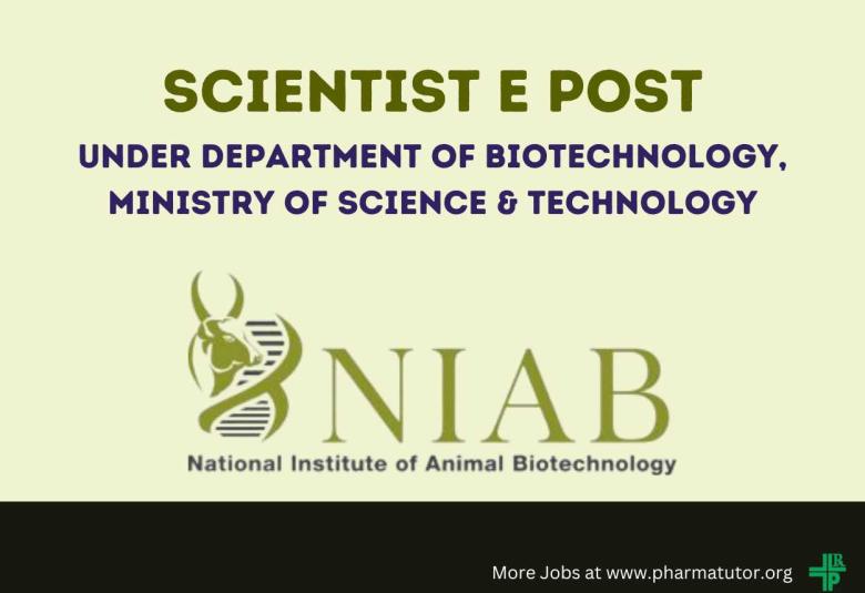NIAB invites applications for post of Scientist E