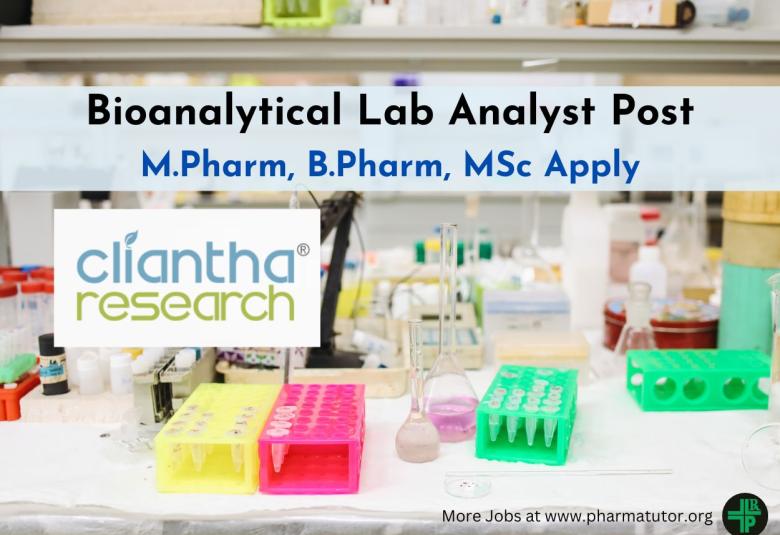 Walk in Drive for M.Pharm, B.Pharm, MSc as Analyst at Cliantha Research