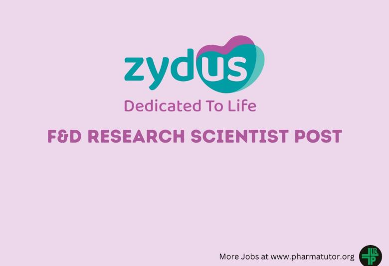 Work as F&D Research Scientist at Zydus Lifesciences