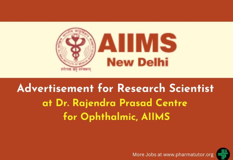 Advertisement for Research Scientist at Dr. Rajendra Prasad Centre for Ophthalmic