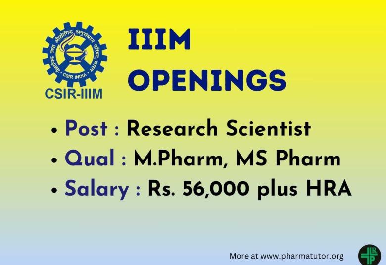 Advertisement for Research Scientist at IIIM