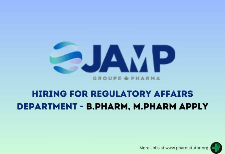 JAMP Pharma group Hiring for Regulatory Affairs Department