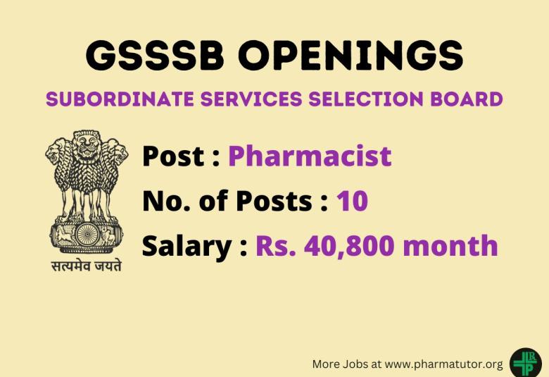 GSSSB Pharmacists Openings