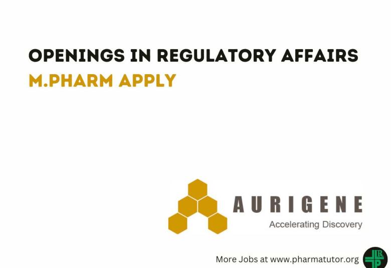 Openings in Regulatory Affairs at Aurigene