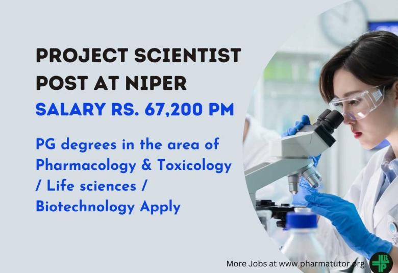 Opportunity for M.Pharm, MSc as Scientist at NIPER