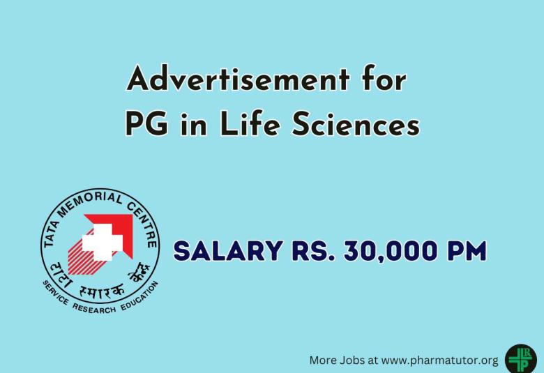 Advertisement for PG in Life Sciences at Tata Memorial Hospital