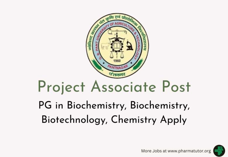 Applications are invited for Project Associate at G.B. Pant University of Agriculture & Technology