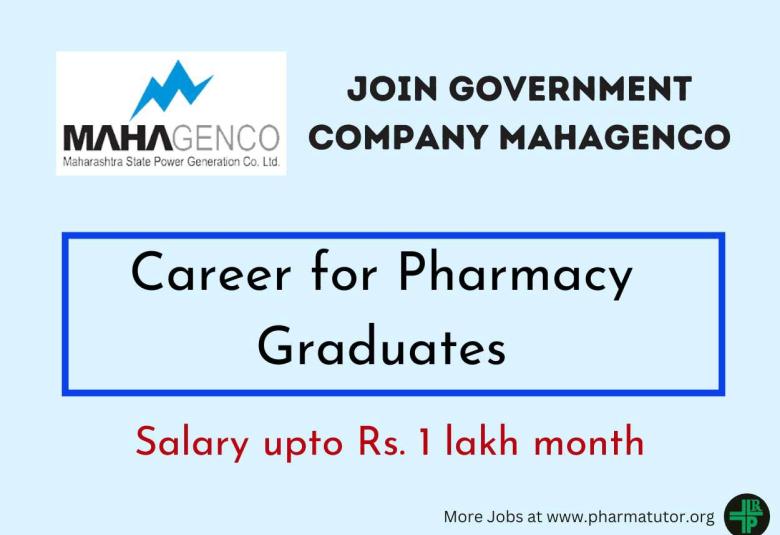 Career for Pharmacy Graduates at Government Company MAHAGENCO