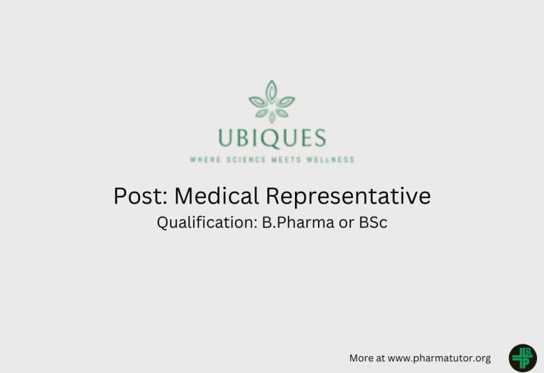 Job as Medical Representative at Ubiques Formulations
