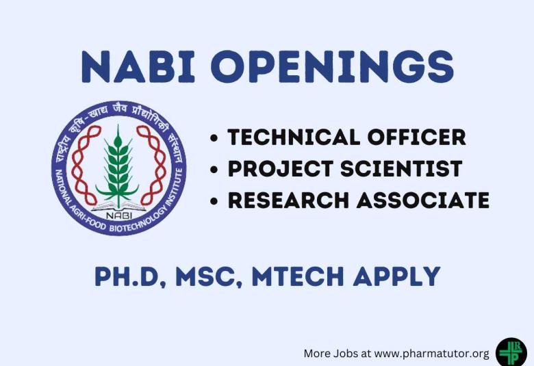 NABI requires Technical Officer, Project Scientist, Research Associate