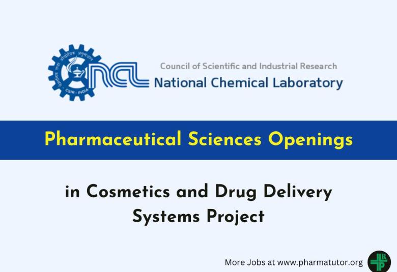 Pharmaceutical Sciences Openings at CSIR-NCL