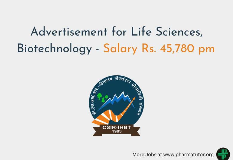 Advertisement for Life Sciences, Biotechnology at IHBT