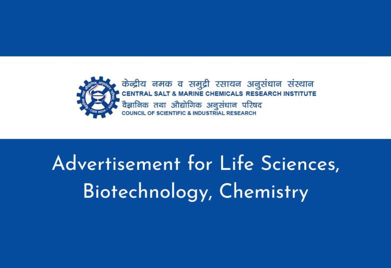 Advertisement for Life Sciences, Biotechnology, Chemistry at CSMCRI
