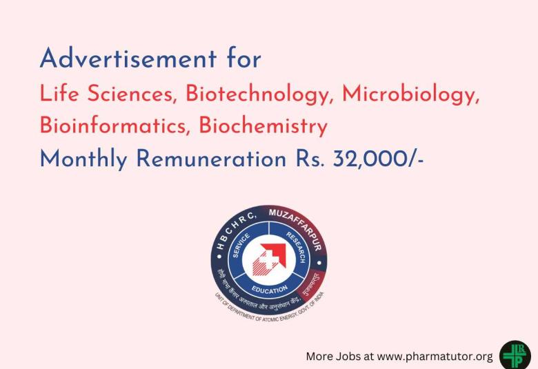 Advertisement for Life Sciences, Biotechnology, Microbiology, Bioinformatics, Biochemistry at HBCH&RC