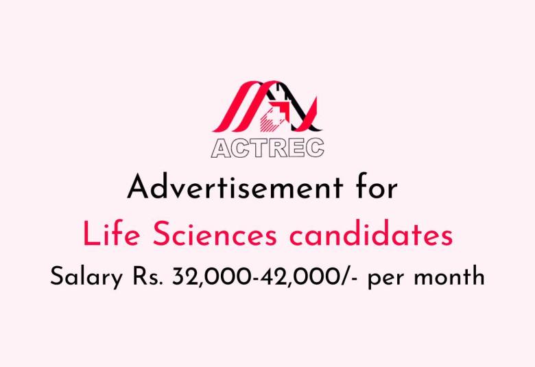 Advertisement for Life Sciences candidates at ACTREC