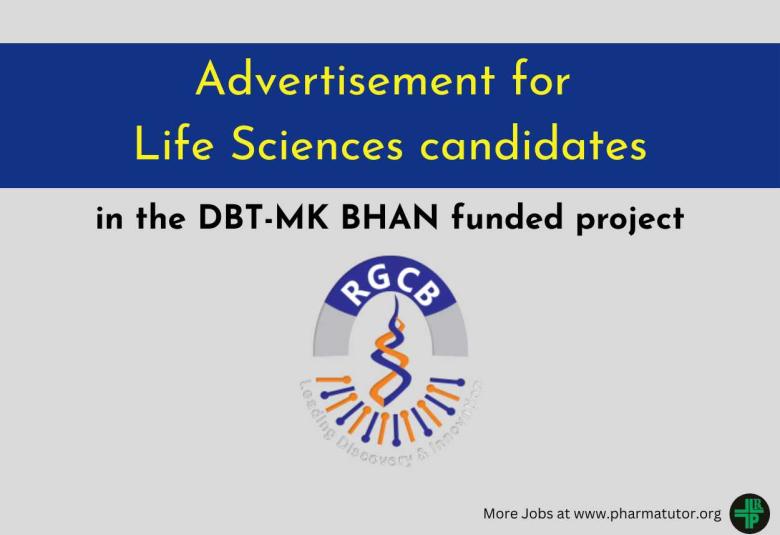 Advertisement for Life Sciences candidates at RGCB