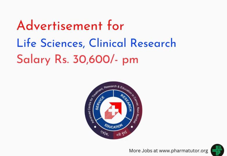 Advertisement for Life Sciences, Clinical Research at ACTREC