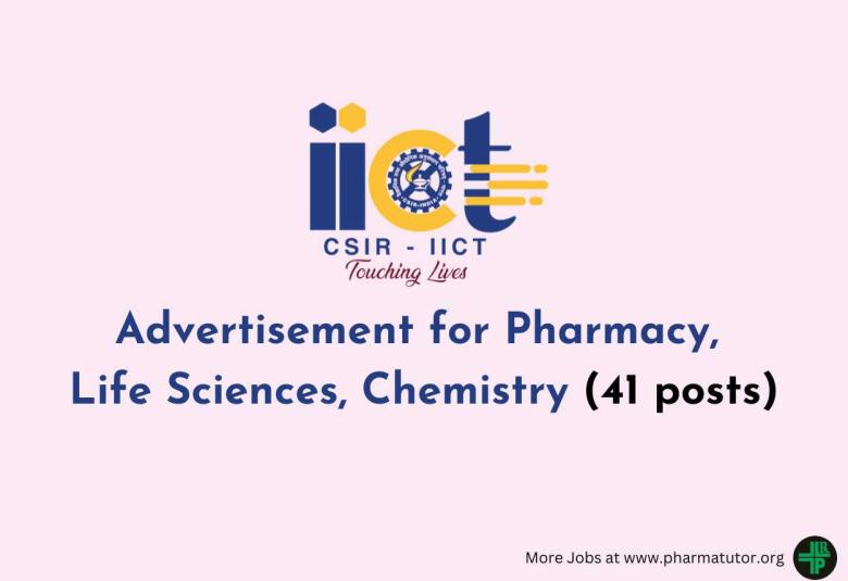 Advertisement for pharmacy, life sciences, chemistry at IICT
