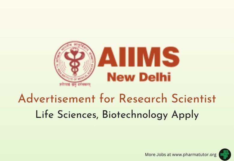 Advertisement for Research Scientist at AIIMS