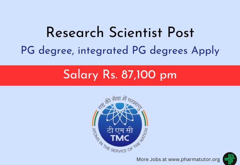 Applications are invited for Research Scientist at Tata Medical Centre