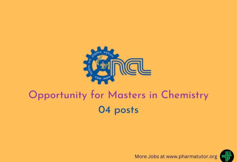 Applications are invited from Masters in Chemistry at National Chemical Laboratory